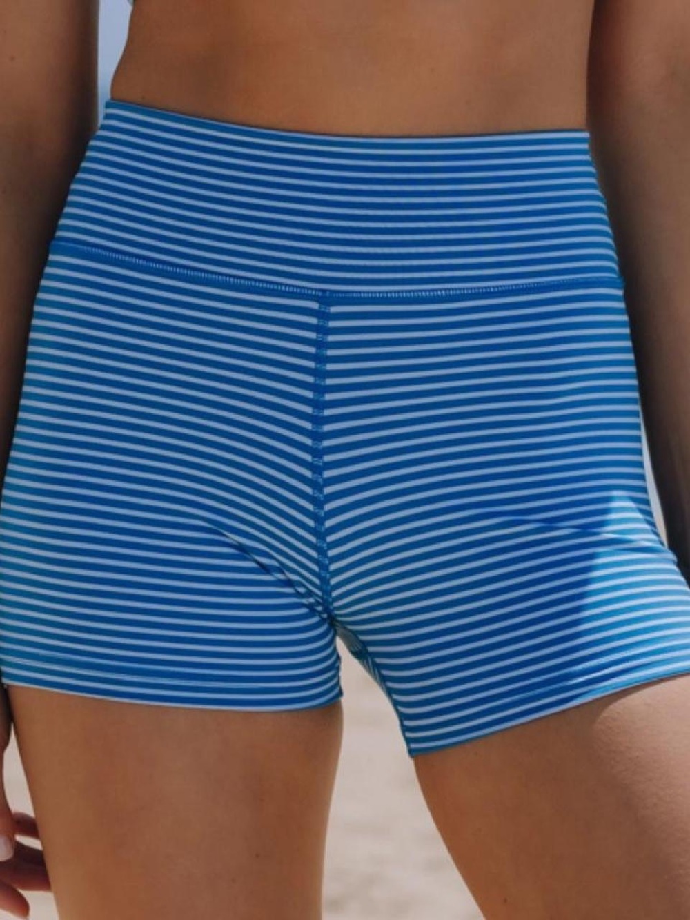 NWT Daily Drills Women's Blue Striped Biker Shorts